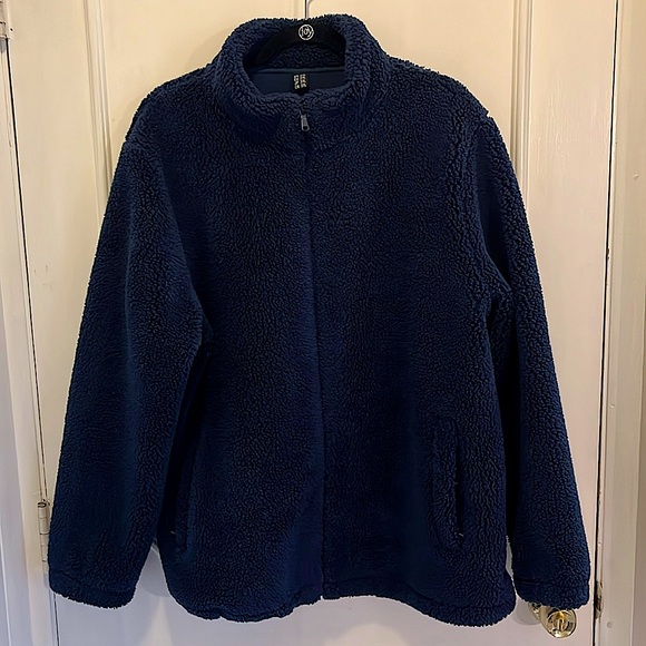 Jackets & Blazers - Sherpa Fleece Jacket Navy 2xl